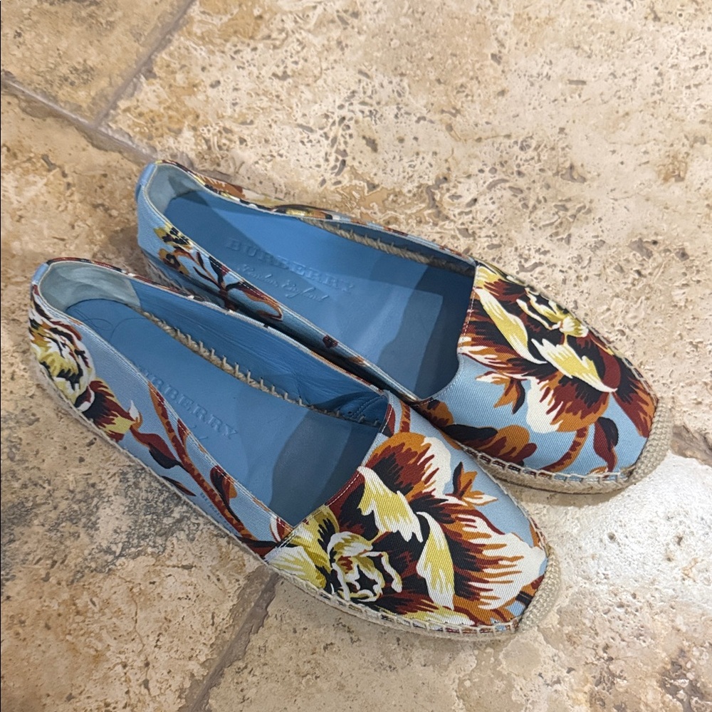 Burberry Floral Espadrilles - Blue and Brown